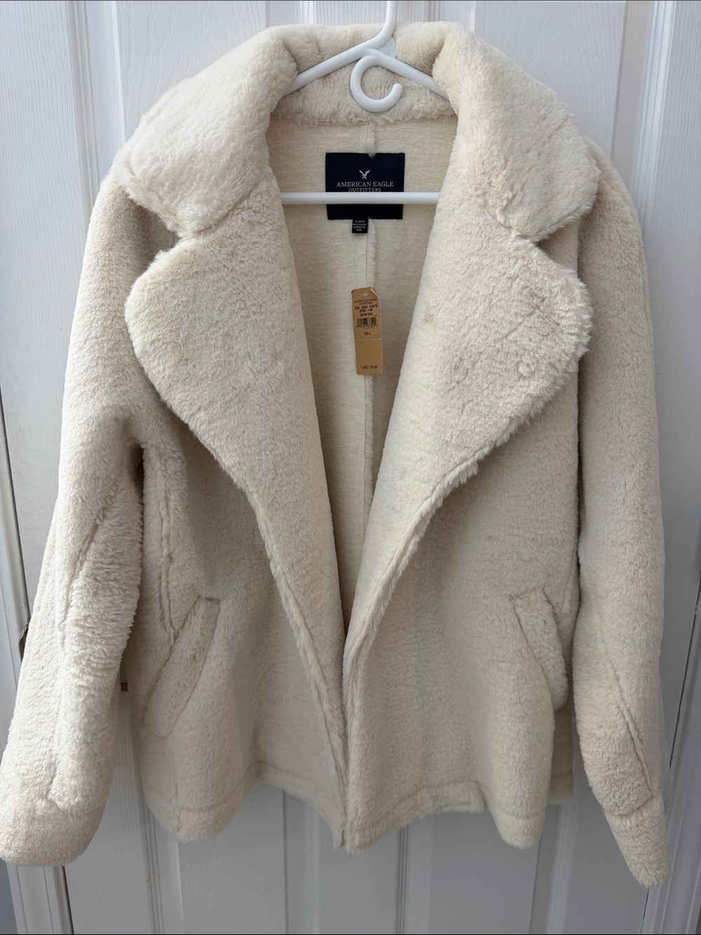 American Eagle Outfitters Cream Teddy Faux Shearling Jacket